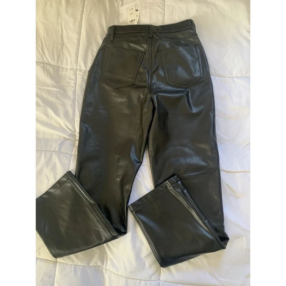 Abercrombie Fitch  Straight Ultra High Rise Curve Love 27 /4 Vegan Leather New - Picture 7 of 8